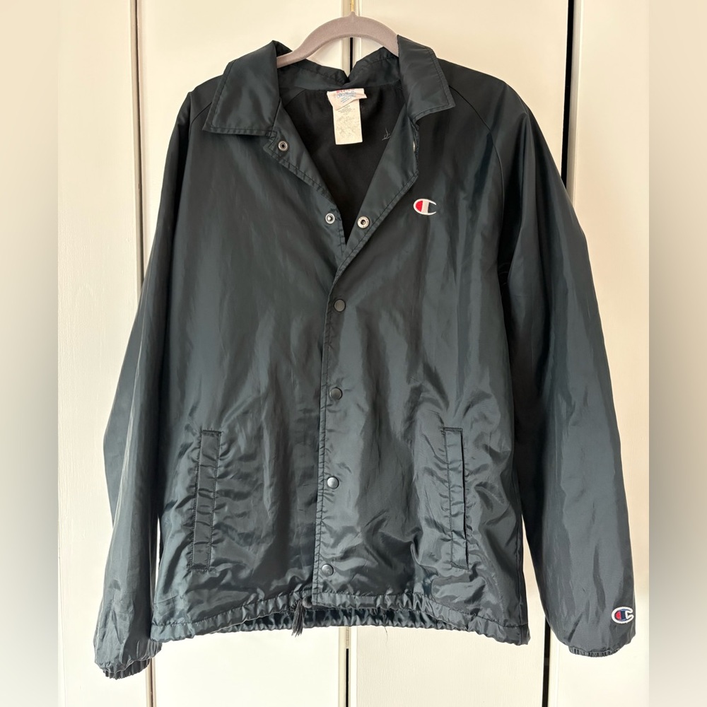 Men's Black Champion Coaches Jacket Sz Medium